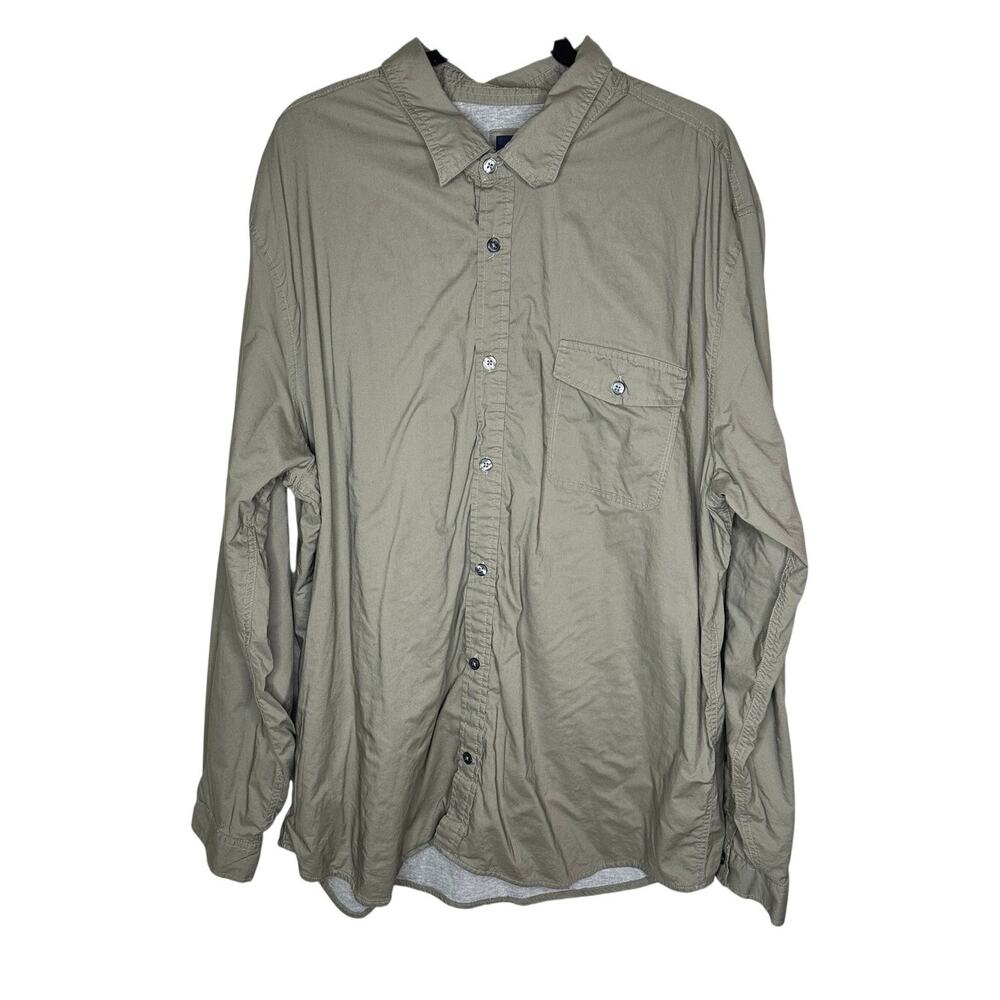 Gap Size 3XL Men's Olive Green Lined Button Up Shirt Long Sleeve Big & Tall EUC